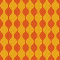 Mid century orange ogee seamless pattern on yellow background.