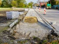 New pavement paving with integrated guidelines for people with visual impairment Royalty Free Stock Photo