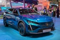 New 2023 Peugeot 408 plug-in hybrid car showcased at the Paris Motor Show, France - October 17, 2022