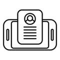 New phone login data icon outline vector. Profile code device