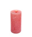 New pillar wax candle burning on white background Royalty Free Stock Photo