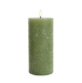New pillar wax candle on white background Royalty Free Stock Photo