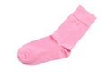 New pink sock isolated on white, top view Royalty Free Stock Photo