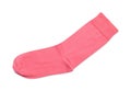 New pink sock isolated on white, top view Royalty Free Stock Photo