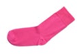 New pink sock isolated on white, top view. Footwear accessory Royalty Free Stock Photo