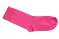 New pink sock isolated on white, top view. Footwear accessory Royalty Free Stock Photo