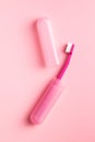 New pink toothbrush in case Royalty Free Stock Photo