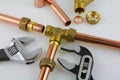 New plumbing copper pipework ready for construction Royalty Free Stock Photo