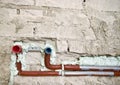 New plumbing in a wall Royalty Free Stock Photo