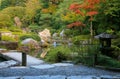 A new pond garden or yoko-en of Taizo-in temple at autumn. Kyoto. Japan Royalty Free Stock Photo