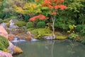 A new pond garden or yoko-en of Taizo-in temple at autumn. Kyoto. Japan Royalty Free Stock Photo