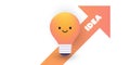 New Possibilities, Ideas, Hope, Dreams - Big Up Arrow Shape with Idea Label and Light Bulb with Smiling Face Royalty Free Stock Photo