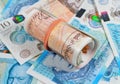 New Pound Notes Roll Royalty Free Stock Photo