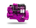 New Powerful Diesel Car Engine colored pink