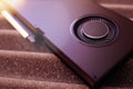 New powerful GPU professional video card on tech background