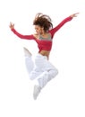 New pretty modern slim hip-hop style teenage girl jumping dancin Royalty Free Stock Photo