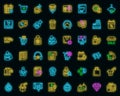 New price icons set vector neon