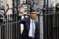 New Prime Minister of the UK, Rishi Sunak, enters Downing Street for the first time, London, UK Royalty Free Stock Photo