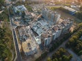 New private housing development construction in the city aerial view