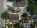 New private housing development construction in rural countryside aerial view Royalty Free Stock Photo