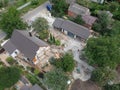 New private housing development construction in rural countryside aerial view Royalty Free Stock Photo