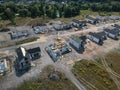 New private housing development construction in rural countryside aerial view Royalty Free Stock Photo