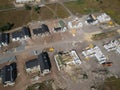 New private housing development construction in rural countryside aerial view Royalty Free Stock Photo