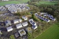 New private housing development construction in rural countryside aerial view Royalty Free Stock Photo