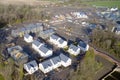 New private housing development construction in rural countryside aerial view Royalty Free Stock Photo