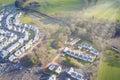 New private housing development construction in rural countryside aerial view Royalty Free Stock Photo