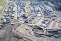 New private housing development construction in rural countryside aerial view Royalty Free Stock Photo