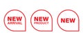 New product, arrival label badge sticker icon set