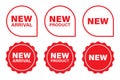New product, arrival label badge sticker icon set Royalty Free Stock Photo