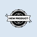 New product badge. Vector. New product stamp icon in black. Certified badge logo. Stamp Template. Label, Sticker, Icons. Vector Royalty Free Stock Photo