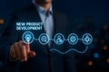 New product development process from idea research design build to launch Royalty Free Stock Photo