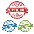 New product, fresh, selected, vector badge label stamp tag for product, marketing selling online shop or web e-commerce Royalty Free Stock Photo