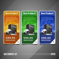 New Product Round Corners Banners Set Vector Colored Version 2