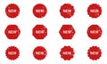 New Product Tag Set. Advertising Rubber Stamp. Price Offer Grunge Badge. Special Discount Red Stickers in Different Royalty Free Stock Photo