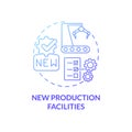 New production facilities blue gradient concept icon