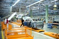 The new production line for the assembly of of cars with modern equipment.