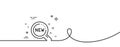 New products line icon. Search sign. Magnifier glass. Continuous line with curl. Vector