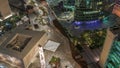 New promenade on gate avenue located in Dubai international financial center aerial night timelapse. Royalty Free Stock Photo