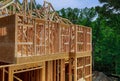 New property development framing beam of new house under construction home Royalty Free Stock Photo