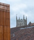 The new Queen Elizabeth Music School at King`s Bruton school In Somerset. Tower of St Mary`s Church in the distance. Royalty Free Stock Photo