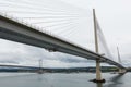 The new Queensferry Crossing bridge over the Firth of Forth with the older Forth Road bridge in Edinburgh Scotland Royalty Free Stock Photo