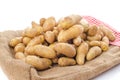 New rattes potatoes on burlap Royalty Free Stock Photo
