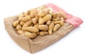 New rattes potatoes on burlap Royalty Free Stock Photo