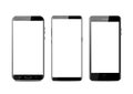 New realistic mobile black smartphone modern style. Vector smartphone isolated on white background. set of vector mockups Royalty Free Stock Photo