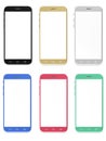 New Realistic Mobile Phone Smartphone Collection, Mockups With Blank Screen Isolated on White Background for Printing Royalty Free Stock Photo