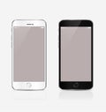 New realistic mobile phone smartphone collection mockups with blank screen isolated on white background. Vector Royalty Free Stock Photo